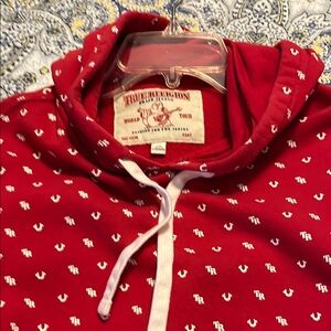 True Religion Red Hoodie with White Details